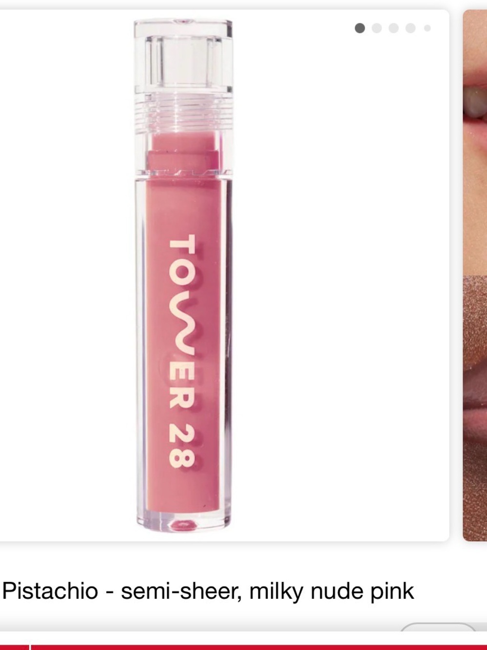 Tower 28 Lip Gloss — Milky Nude Pink Shiney